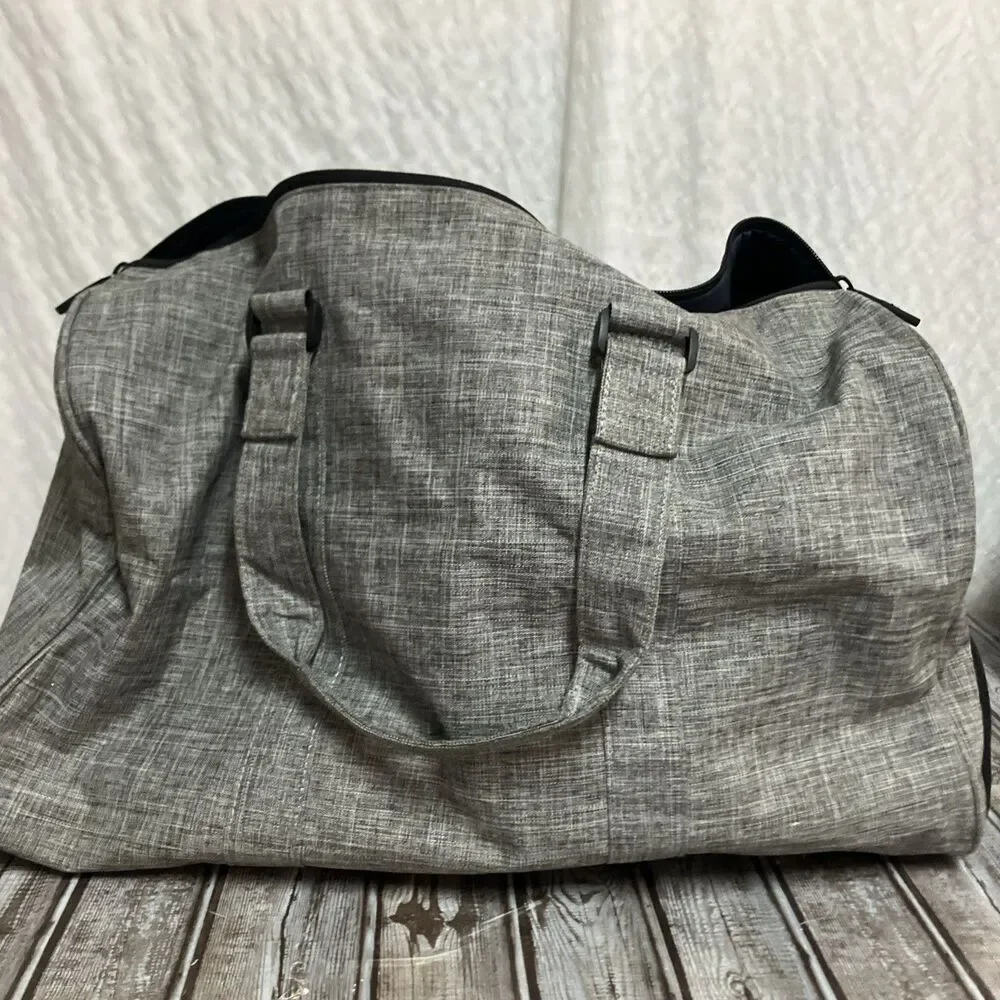 New Original Penguin Weekender Duffle Bag Grey Cross Stitch Large